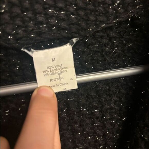 J. crew Handknit Lambswool Black Silver Blazer Style Hook and Loop Cardigan M - Picture 5 of 9